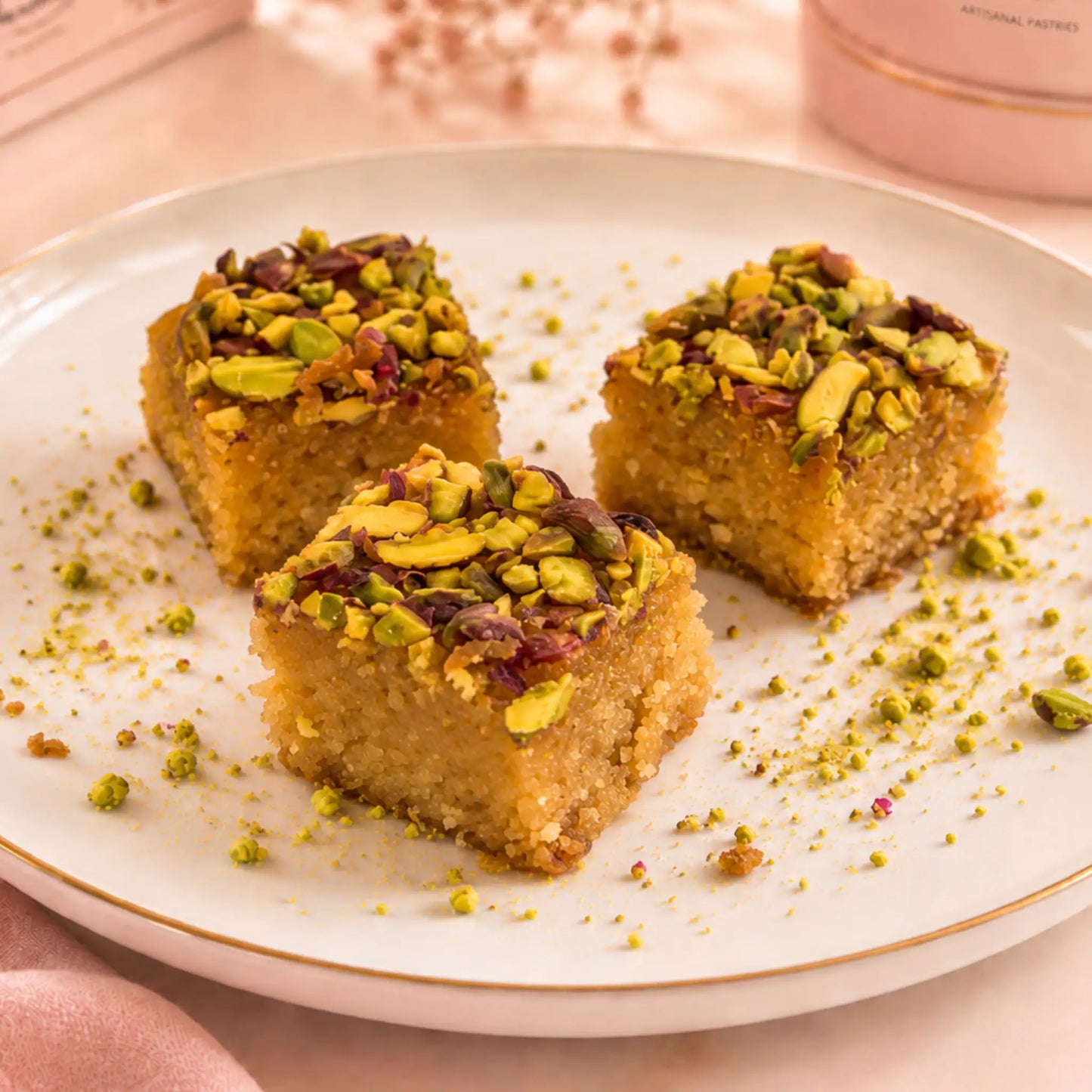 Basbousa mit Pistazien